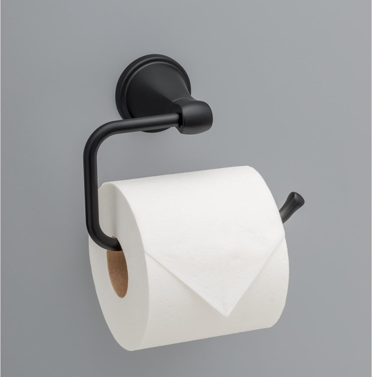 Delta Faucet Becker (1-Pack) Toilet Paper Holder, Matte Black, Wall Mounted Euro Hook Design BCK50-MB