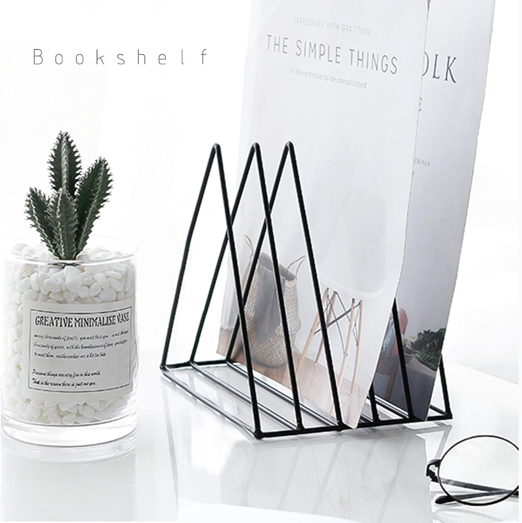 QPEY 5-Slot Black Metal Triangle File Holder, 1pc for Office