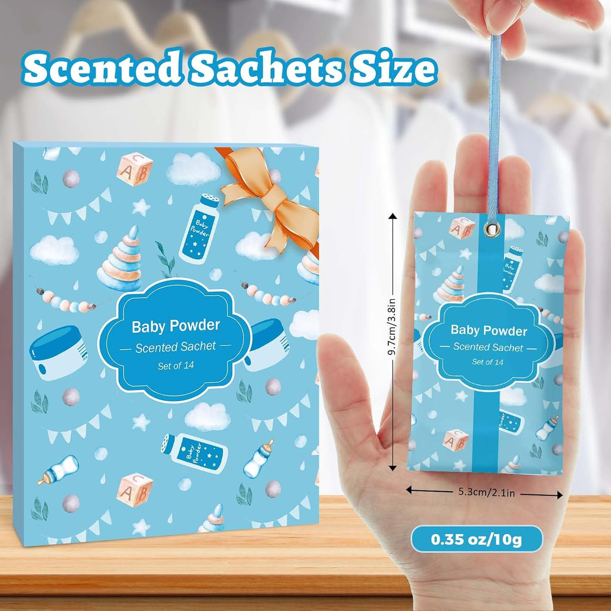 STRN Scented Sachets for Drawer and Closet, Baby Powder Scent 14 Packs