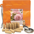Rose Backflow Incense Cones - 50 Large Waterfall Back Flow Cones Scented - Includes 1 backflow Incense Burner