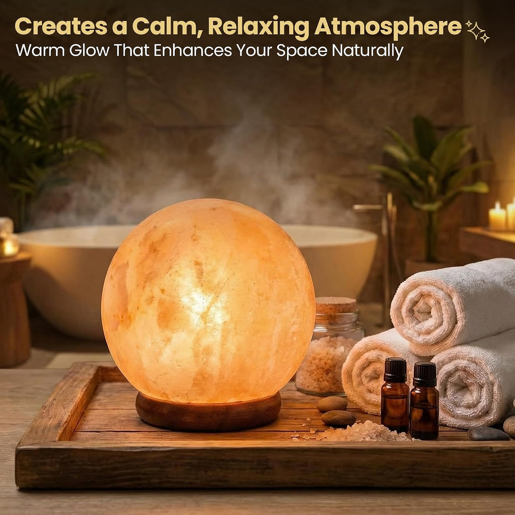 Himalayan Salt Lamp, Globe Shape, 6 Inch, with Dimmer