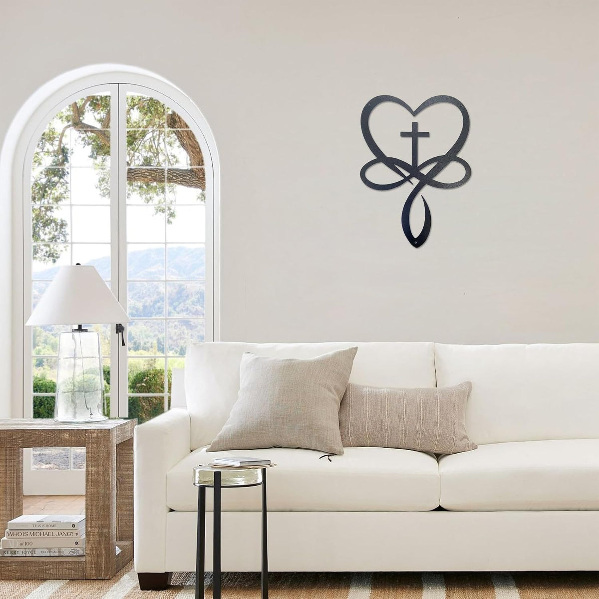 Natrlart Metal Infinity Heart Cross Wall Decor, Crosses Wall Art Home