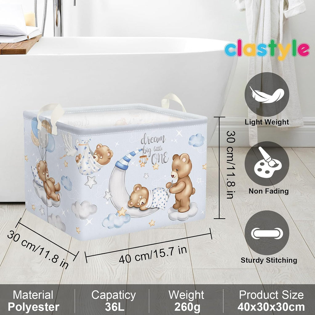 Clastyle Kid Storage Basket Sleeping Animal Foldable Laundry Hamper, 36L