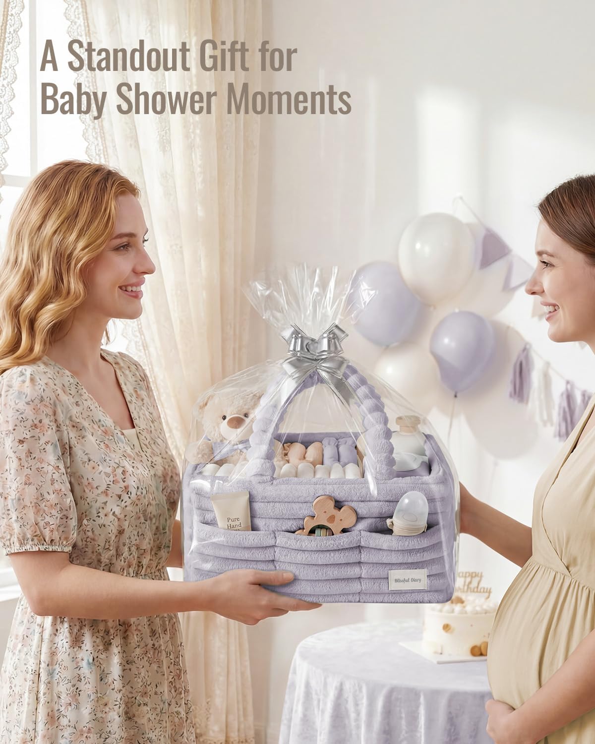 Blissful Diary Flannel Diaper Caddy Organizer & Gift Packaging,Light Purple