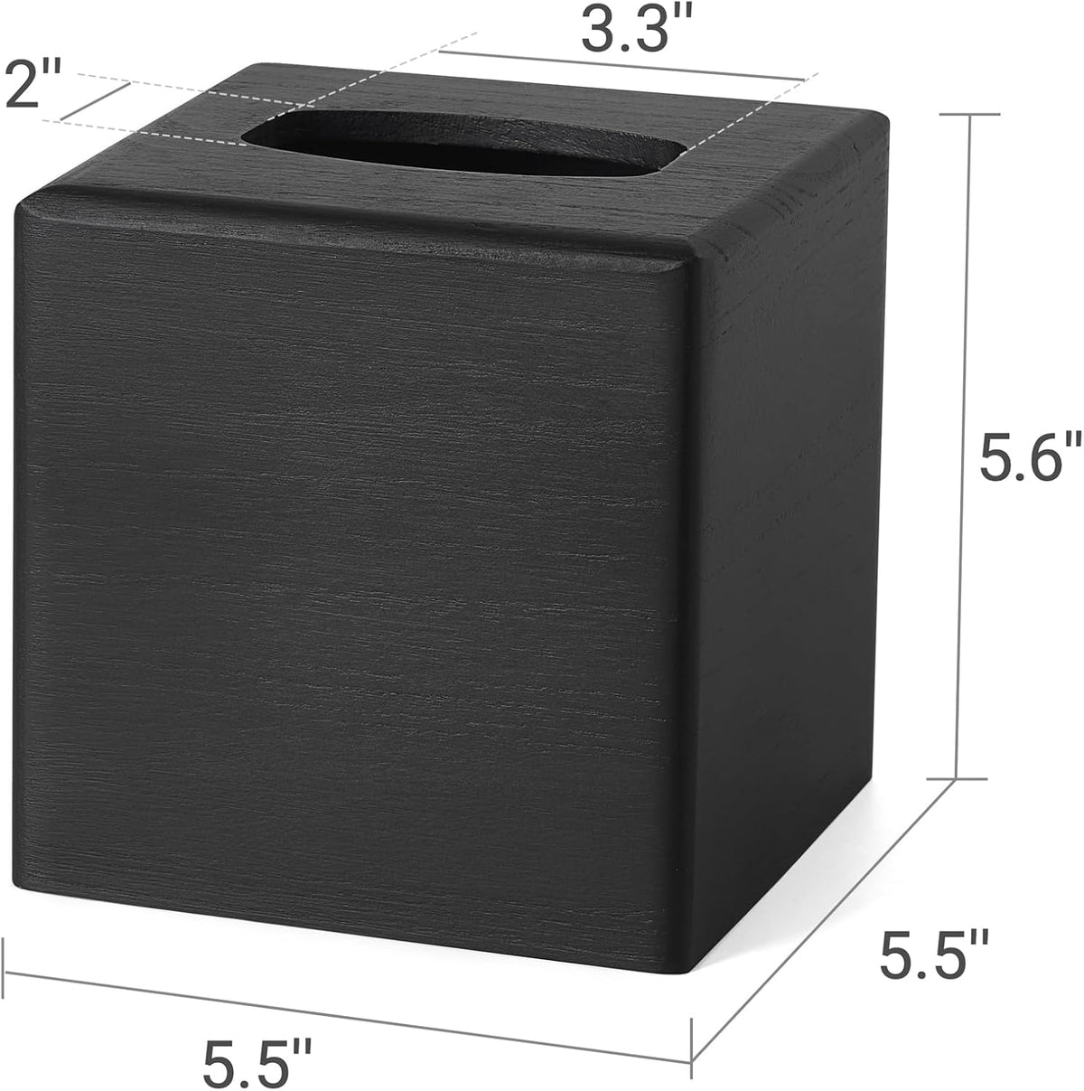 Mkono Tissue Box Cover Square, Rustic Wood Open-Bottom Holder, Black