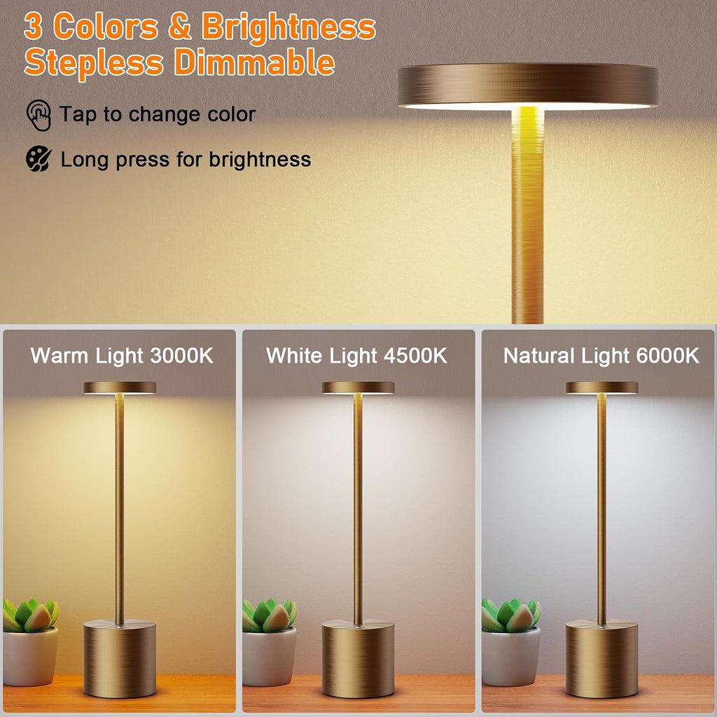 LED Cordless Table Lamp Rechargeable,Battery Powered Outdoor Lights