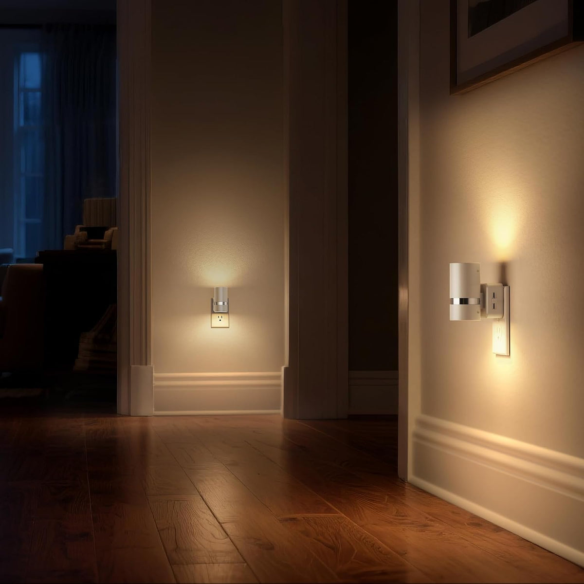 DORESshop LED Night Light 2 Pack, White Cylinder Dimmable Night Light