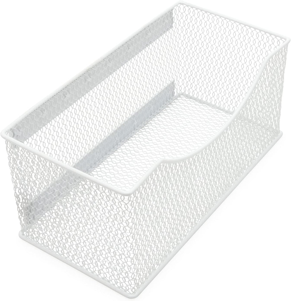 YBM HOME Mesh Magnetic Storage Basket Organizer with Extra Strong Magnets Holds Your Whiteboard and Locker Accessories, Perfect as Marker and Pencil Holder for Office, (1, Large) White