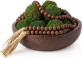 SiliFine 14 Pcs Rustic Table Decor Set, Wooden Bowl with Moss Balls, Brown