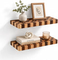 Floating Shelves for Wall, 16 Inch Solid Wood Checkered Wall Shelves