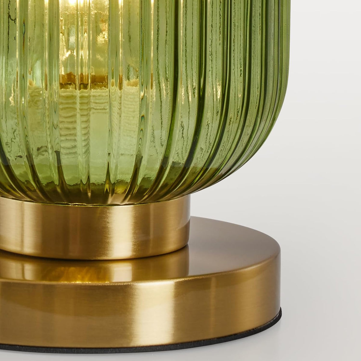 Mid Century Modern Table Lamp, 6" Green Glass Desk Lamp Plug In