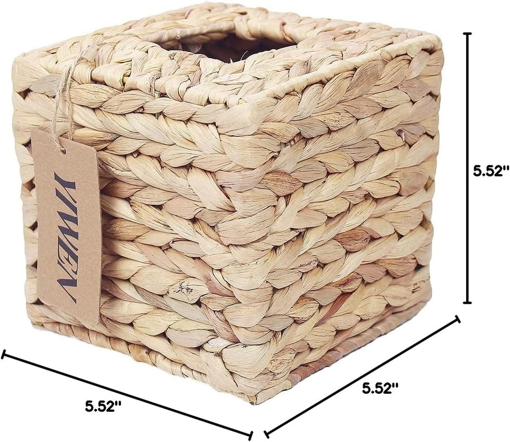 Square Tissue Box Holder Decorative Woven Tissue Box Cover Decorative Napkin Holder Automotive Decoration Tissue Cover for Bathroom Vanity Countertops, Bedroom, Desks, Tables, Office, Kitchen