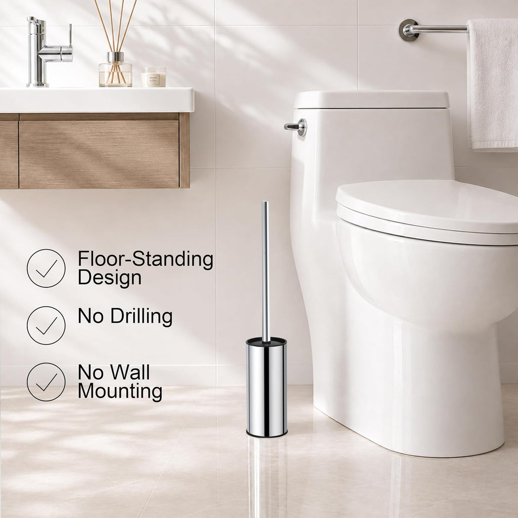 BGL Toilet Brush and Holder Set, Chrome Finish
