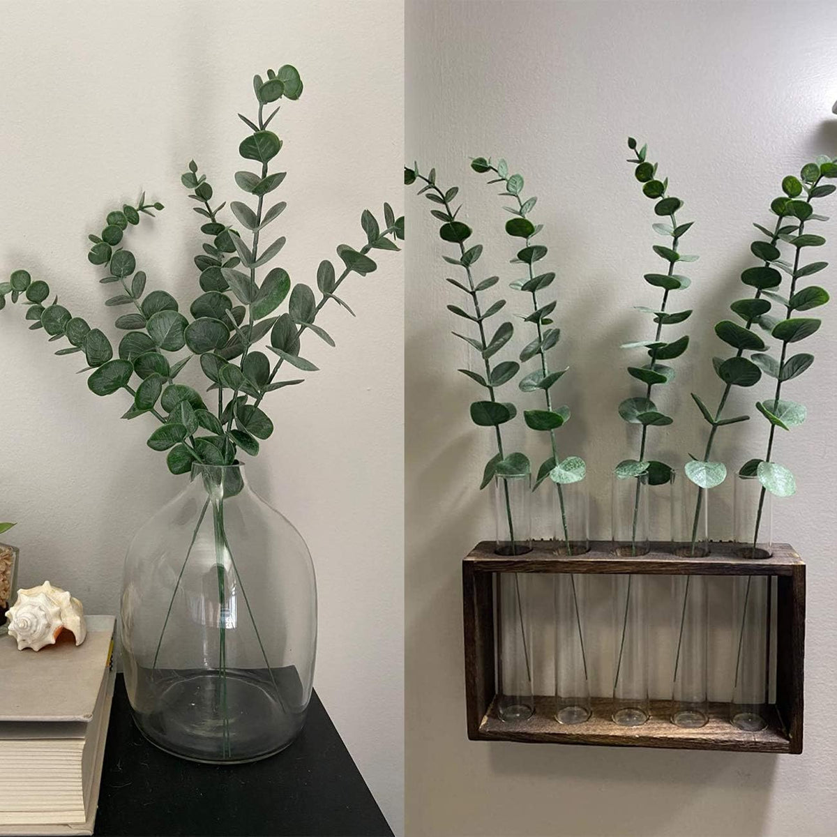 Tinsow 10 PCS Artificial Eucalyptus Leaves Faux Eucalyptus Stems