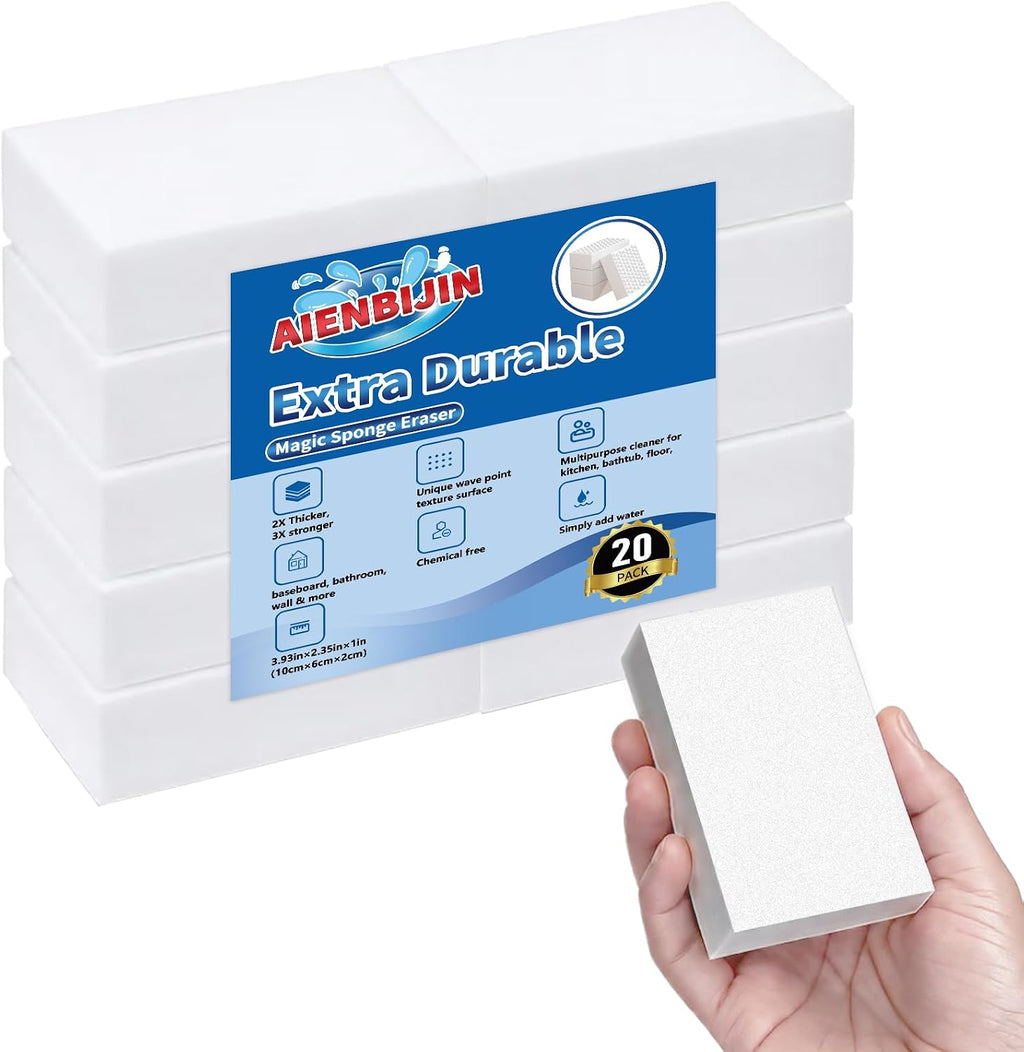 Extra Thick Magic Eraser Sponge, Melamine Cleaning Pads, 20 Pack
