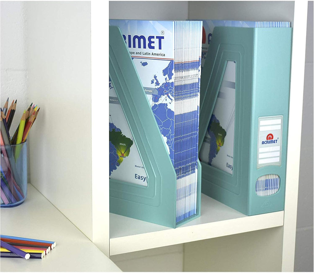 Acrimet Magazine File Holder, Vertical Desk Organizer, Solid Green, 2 Pack
