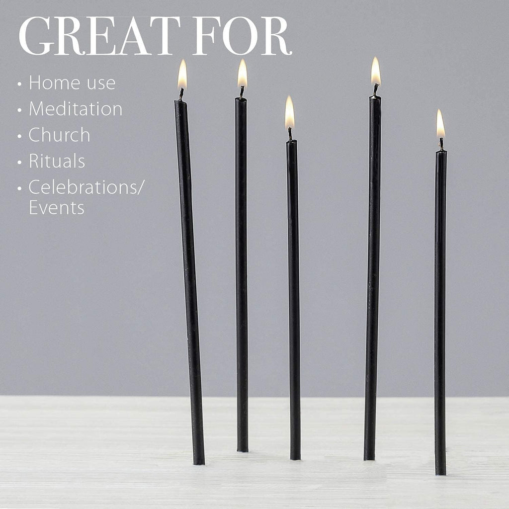 Danilovo Thin Taper Beeswax Candles - Honey-Scented, Decorative Candles Ideal for Birthday Decoration or Church Prayers - Black Drip Free, Tall & Smokeless Pack of 200 pcs, 6.3 x 0.2 inch