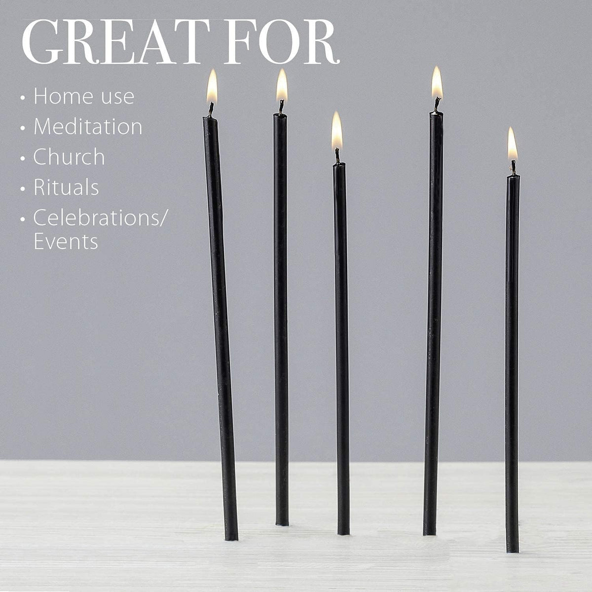 Danilovo Thin Taper Beeswax Candles - Honey-Scented, Decorative Candles Ideal for Birthday Decoration or Church Prayers - Black Drip Free, Tall & Smokeless Pack of 200 pcs, 6.3 x 0.2 inch