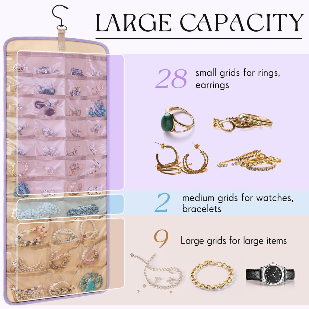 2 Pack Hanging Jewelry Organizer Necklace Hooks, Purple