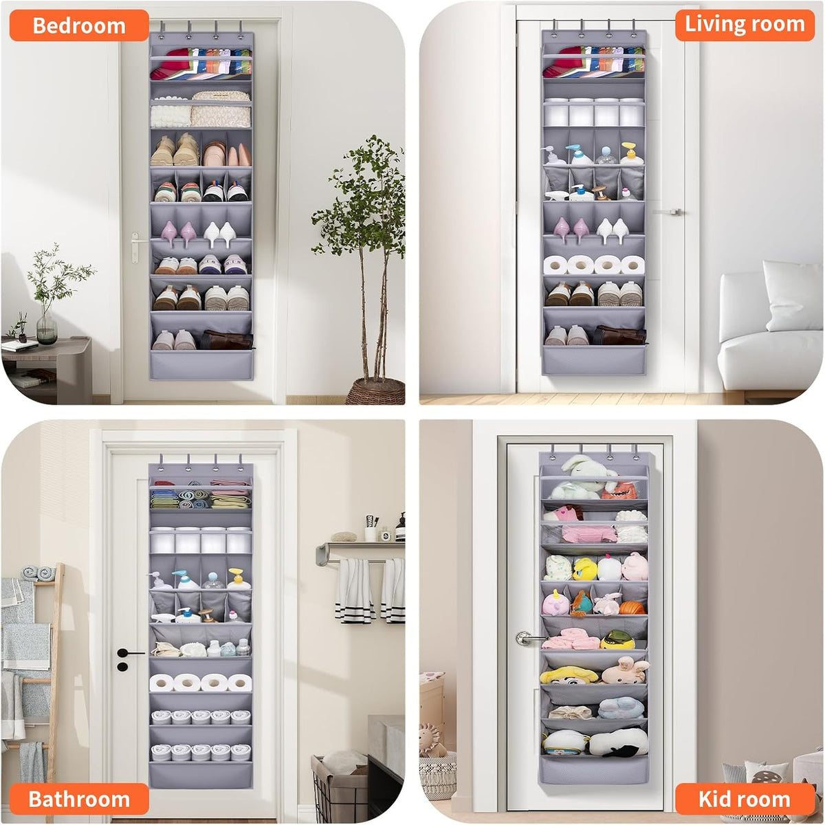 1 Pack Over The Door Shoe Organizer, 8 Shelves Hanging Shoe Organizers,