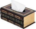 Crafted Classical Retro Wooden Antique Book Tissue Box Cover Rectangular Tissue Holder Dispenser Paper Cover Case Napkin Holder Home Decor for Bathroom Living Room Office car Kitchen (Red)