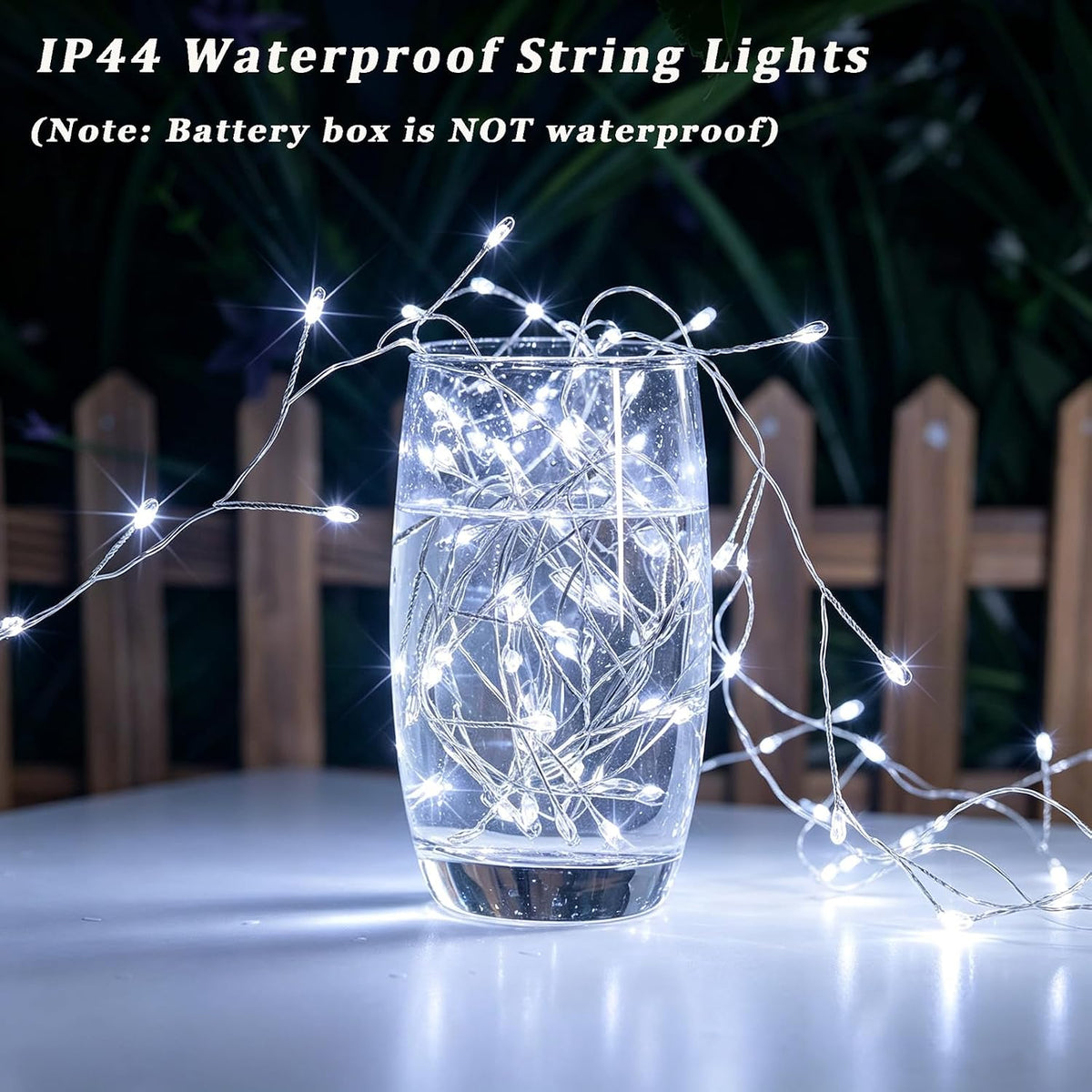 Fairy Lights Battery Operated with Timer Function, 10FT 200 LEDs Firecracker String Lights, Cool White Waterproof Silver Wire Cluster Lights for Bedroom, Wedding, Christmas, Party, Home Decor