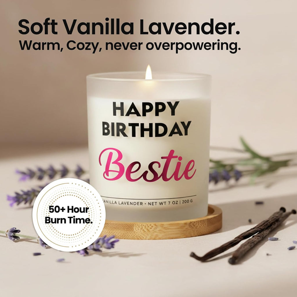 Best Friend Birthday Gifts for Women - Happy Birthday Bestie Candle Set