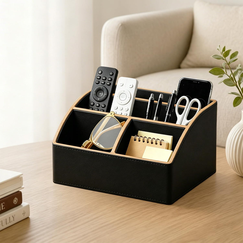 TV Remote Control Holder, Pen/Pencil Caddy, Bedside Table Desktop Organizer
