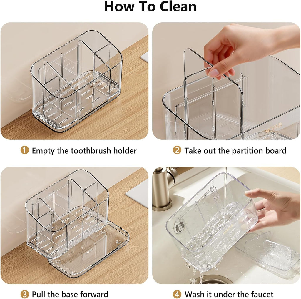 MOPMS Toothbrush Holders for Bathrooms with 5 Slots Adjustable Dividers