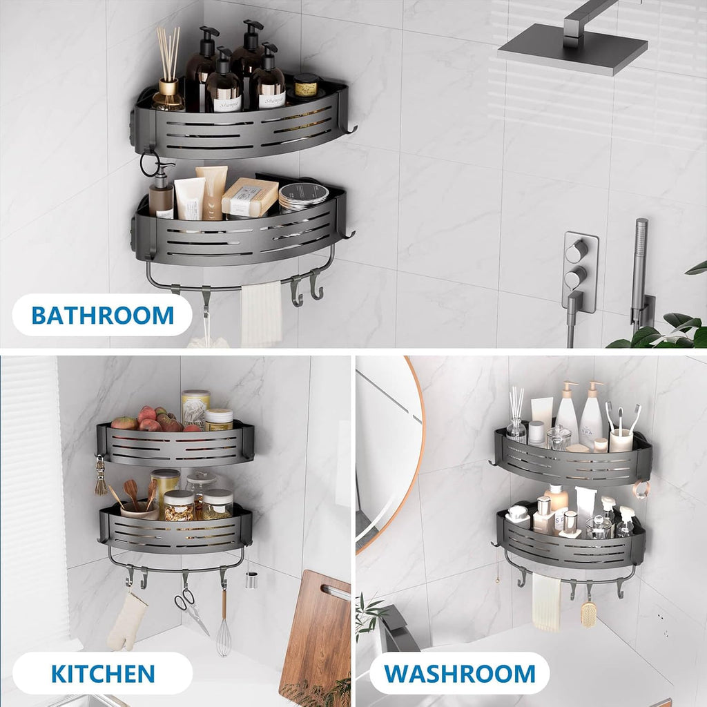 Onemake Corner Shower Caddy with Suction Cups, 2-Pack Shelves for Bathroom