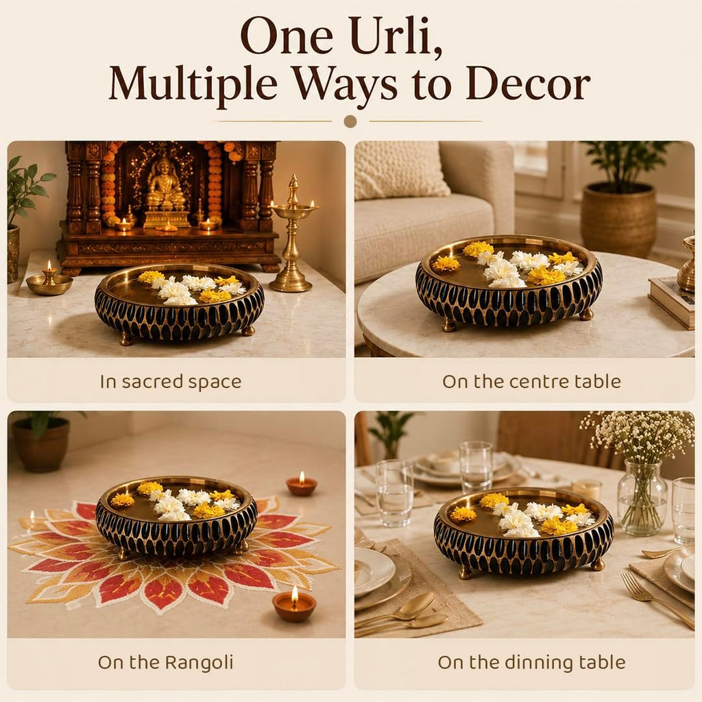 RITUALISTIC Aavrit Wooden Urli | Urli for Flower Decoration | Wooden Urli Bowl for Home Decorations | Kitchen Décor | Bowl for Decoration | Perfect for Festive Occasion | 11.5 Inches