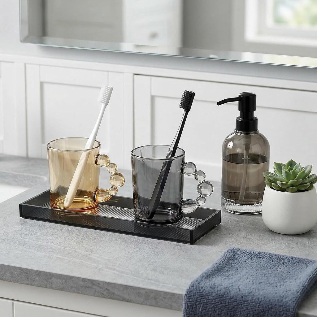 13.4"x4.3" Bathroom Vanity Trays,Small Narrow Acrylic Tray,Black
