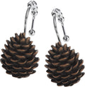 Brown Pinecone Shower Curtain Hooks, Rustproof Rustic Cabin Shower Hooks for Shower Curtain, 5 Roller Ring Balls Lodge Christmas Decorative Bathroom Curtain Hooks, Set of 12