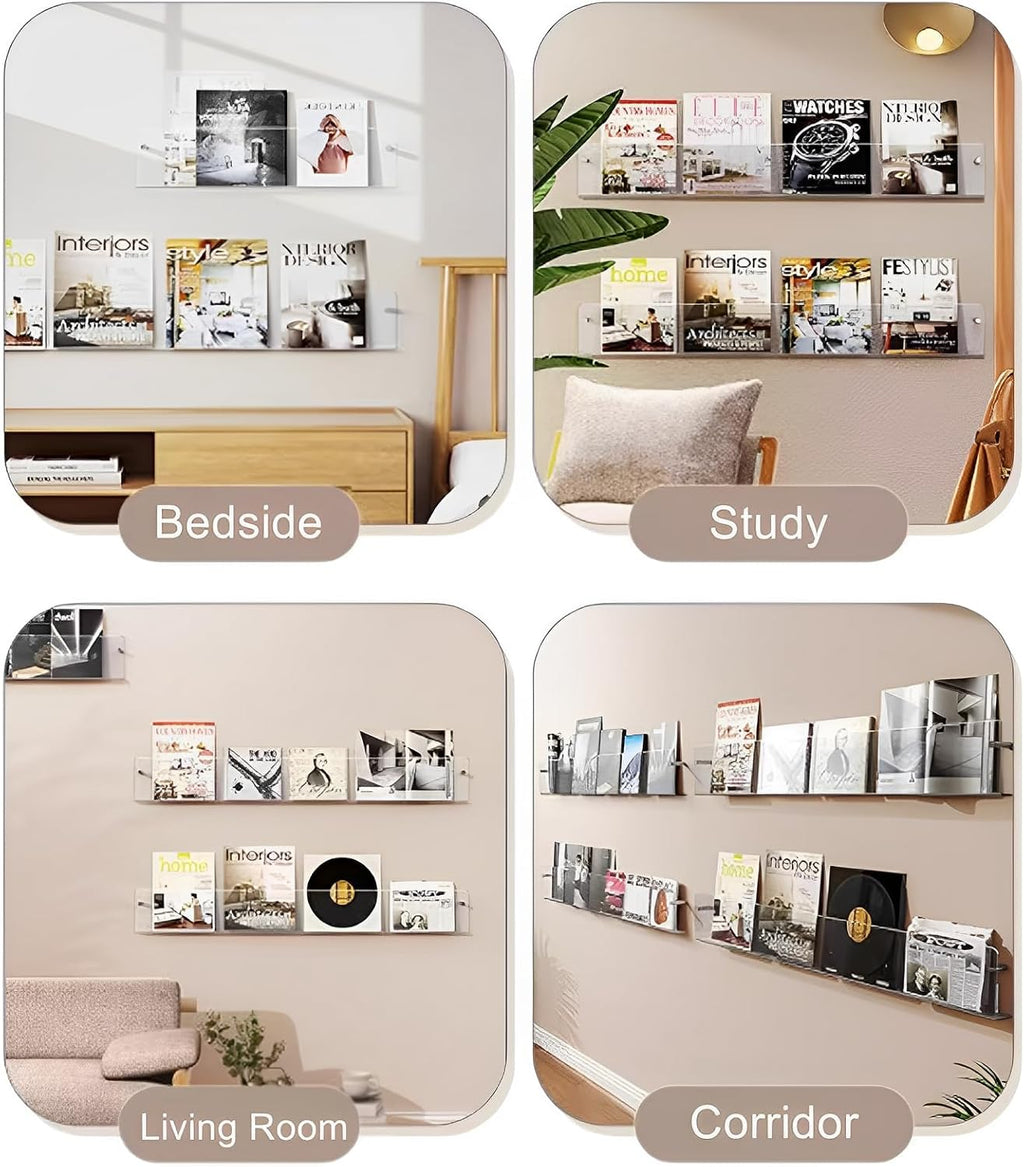 ROYALITA 4-Pack Acrylic Magazine Holder Display Records Holder, 24 Inch