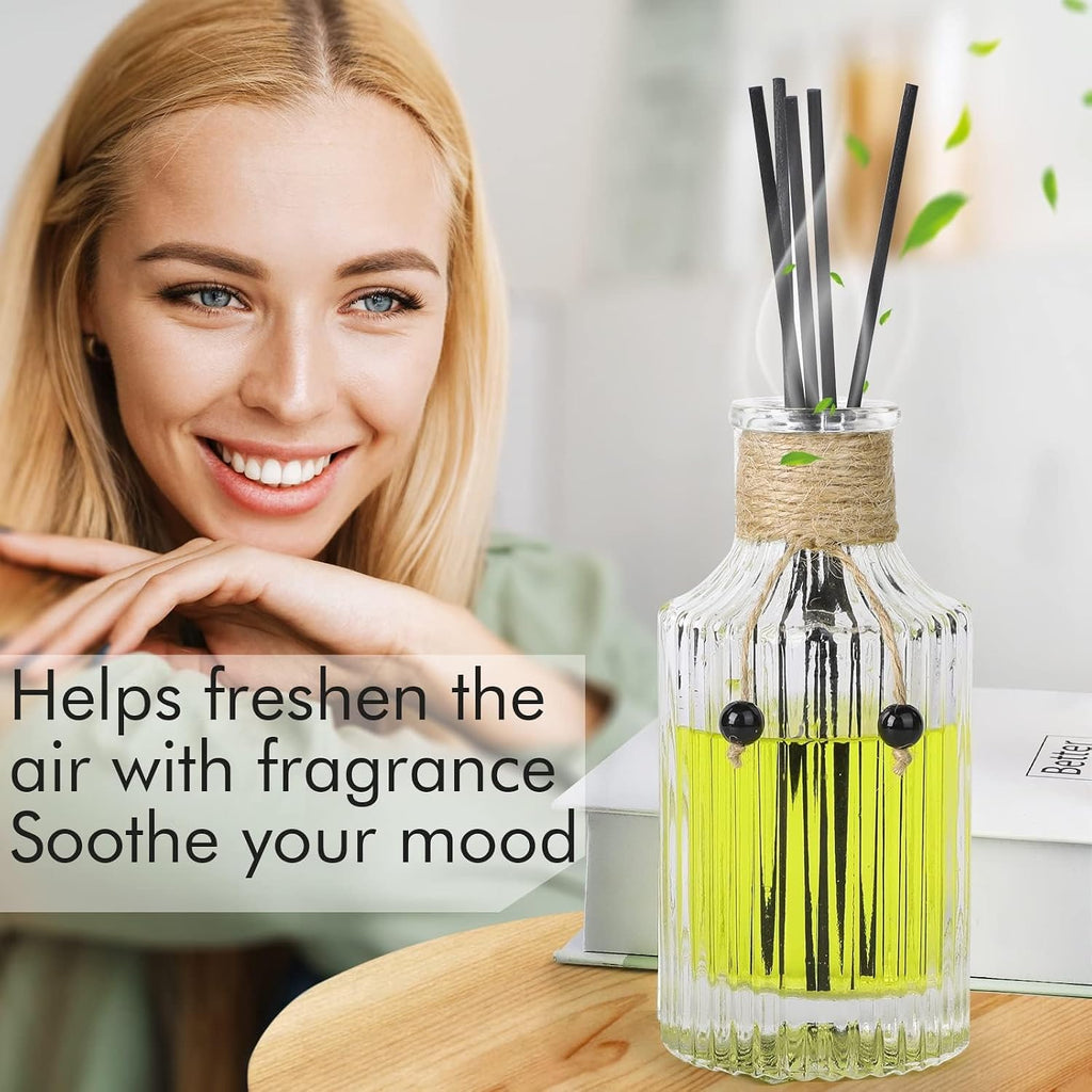 Reed Diffuser Bottle Glass Diffuser Bottles 8oz/250ml Set of 4 Empty Essential Oil Clear Decorative Bottle with Stoppers and Reed Sticks Bulk Reusable Perfume Jar