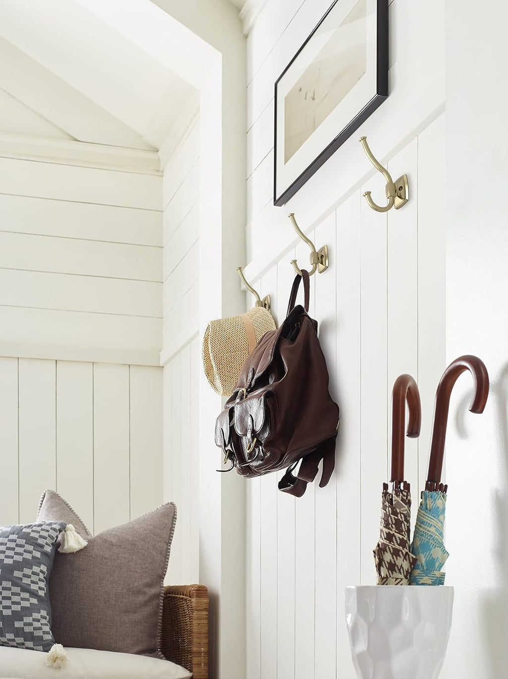 Amerock Kinsale Double Prong Golden Champagne Wall-Mounted Hook