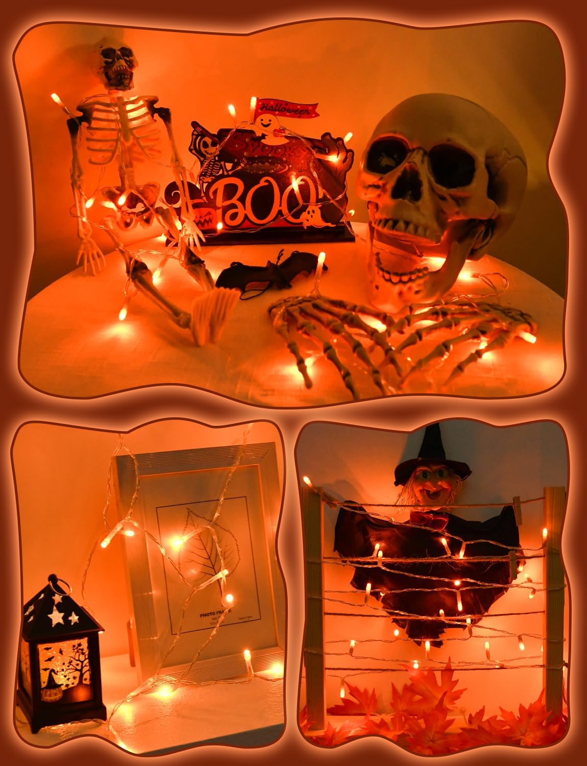 cshare Orange Halloween String Lights Battery Operated with Timer, 9.8ft 30 LED Waterproof Fairy Lights Clear Wire for Pumpkin, Wreath, Porch, Trunk or Treat, Fall Thanksgiving Indoor Outdoor Decor
