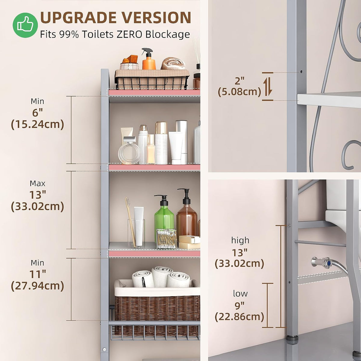 Over-The-Toilet Storage Rack 4-Tier Bathroom Shelf Toilet Organizer