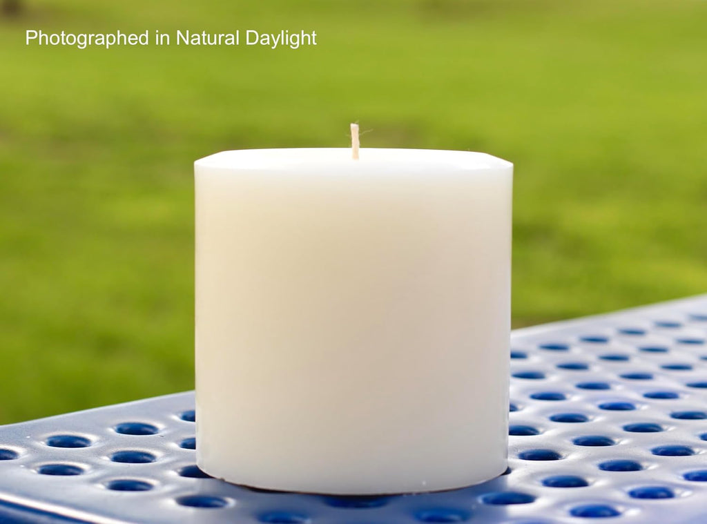 Ivory 4 x 4 by Modern Candle Design Large Unscented Pillar Candle Handmade in the USA (Concave Top Set of 4)