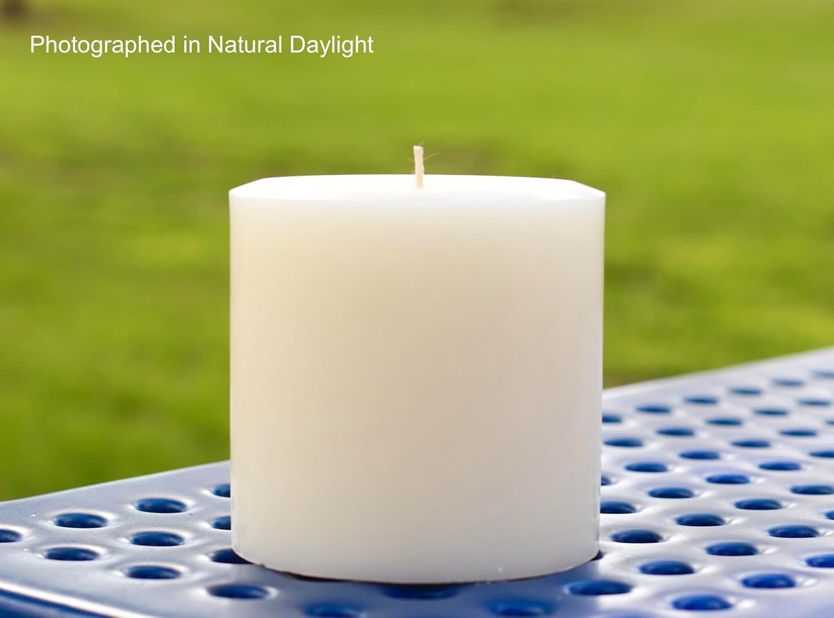 Ivory 4 x 4 by Modern Candle Design Large Unscented Pillar Candle Handmade in the USA (Concave Top Set of 4)