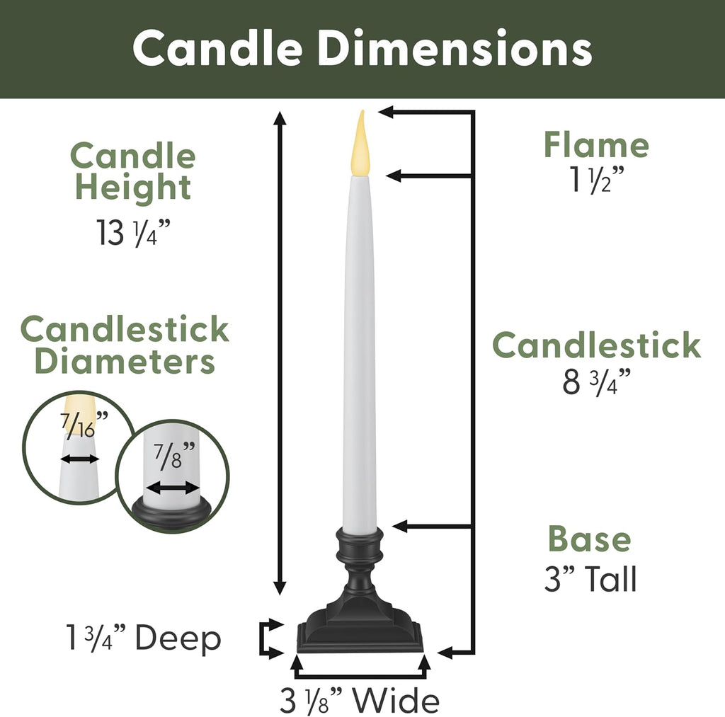612 Vermont Battery Operated LED Taper Window Candles with Timer