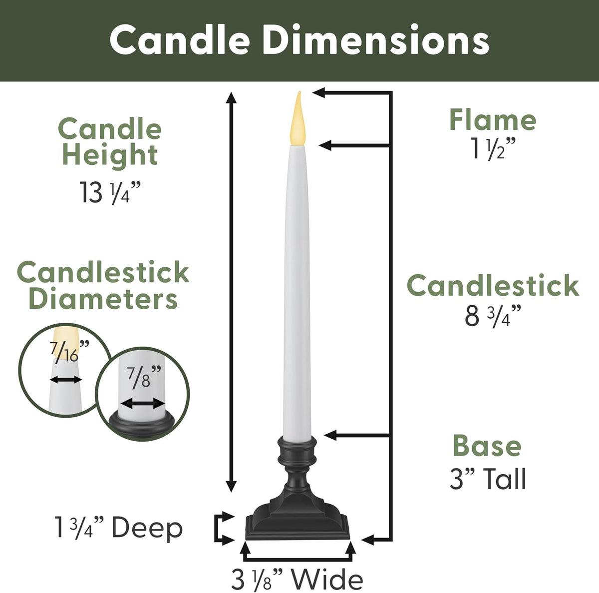 612 Vermont Battery Operated LED Taper Window Candles with Timer