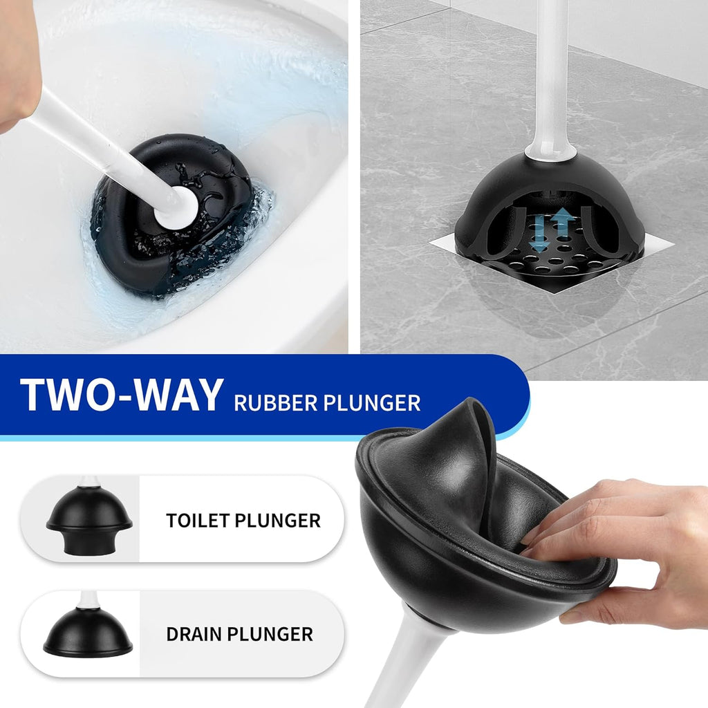 MR.SIGA Toilet Plunger and Brush with Holder for Toilet Cleaning, White