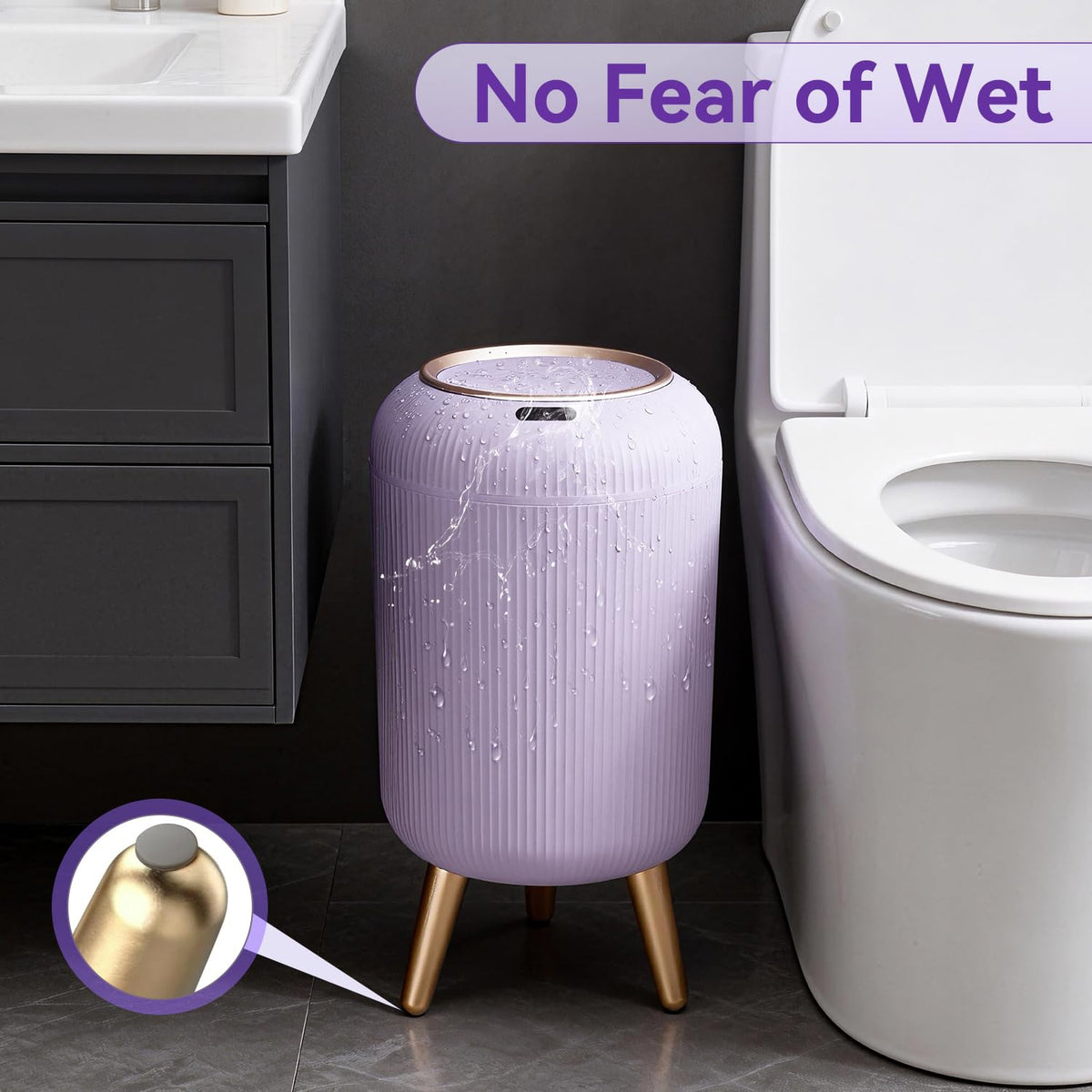 Procade Automatic Trash Can Bathroom,Auto Small Purple Garbage Can with Lid