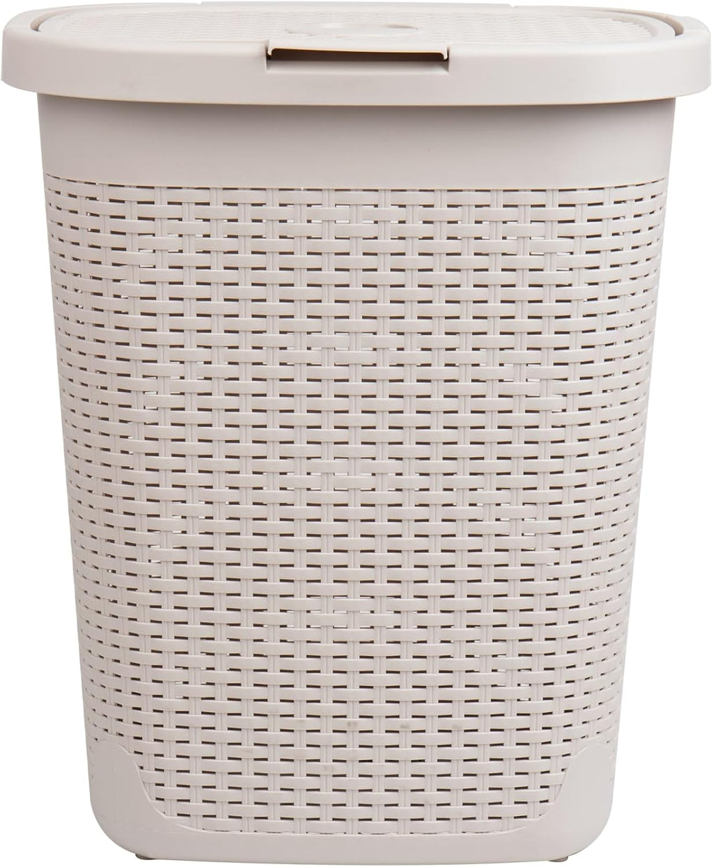 Mind Reader 50L Slim Laundry Hamper with Lid, Plastic, Ivory