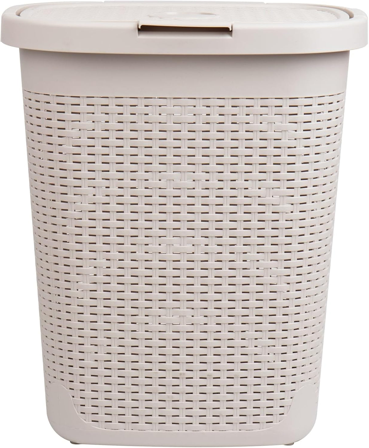 Mind Reader 50L Slim Laundry Hamper with Lid, Plastic, Ivory