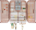 Wall Mounted Jewelry Organizer, No Punching Installation, Hanging Jewelry Organizer Box and Storage Case, Necklace Earring Holder Organizer Wall for Women Teen Girls (Mocha Brown)