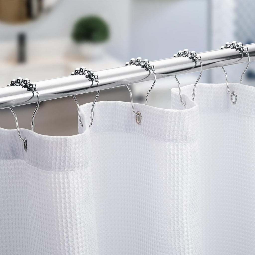 Titanker Shower Curtain Hooks Rings, Rust-Resistant Metal Shower Curtain Hooks for Bathroom Shower Rods Shower Hooks Shower Rings for Curtain - Set of 12, Chrome