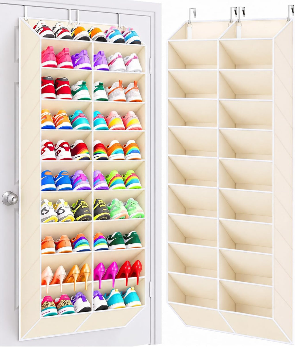 UVIAHOMI 20-30 Pairs Over the Door Shoe Organizer, 20 Breathable Pockets