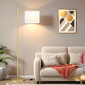 Ambimall 60" Floor Lamp for Living Room with 3 Color Temperatures, Adjustable White Shade with Gold Pole, Tall Lamp for Bedroom Office Classroom Dorm Room, 9W LED Bulb Included